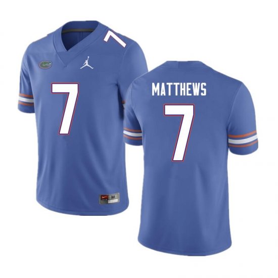 Men's Florida Gators #7 Luke Matthews NCAA Nike Blue Authentic Stitched College Football Jersey JJV4462SU